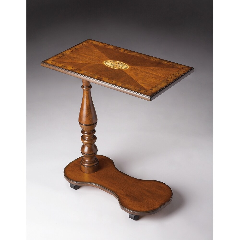 Butler Traditional Rectangular Olive Ash Burl Mobile Tray Table Medium Brown