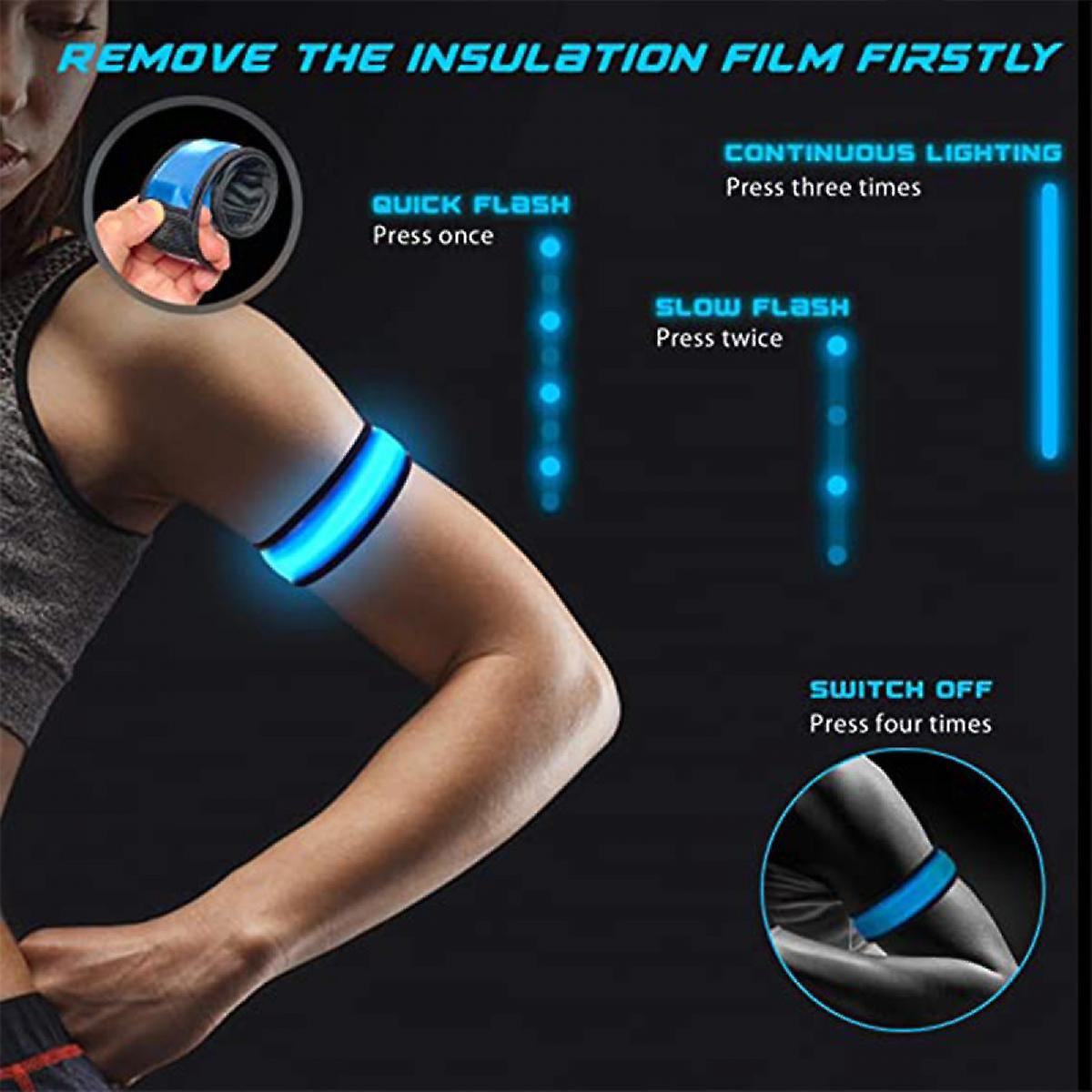 2 Pcs Safety Bracelets， Led Slap Armband Kids Walking At Night Safe Led Light Wrist Light Reflective Belt， Magic Band Running