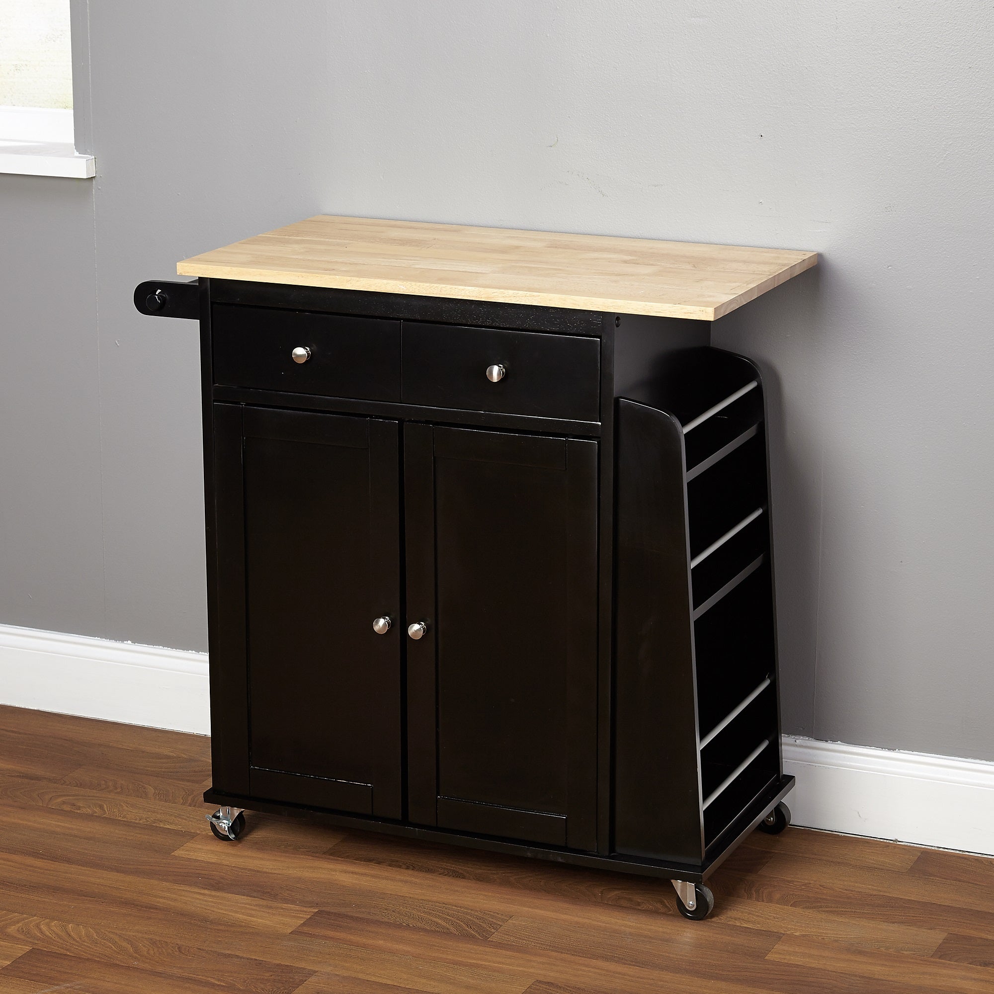 TMS Sonoma Wood Composite Kitchen Cart， Black