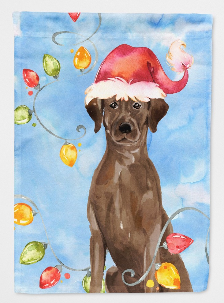 Christmas Lights Chocolate Labrador Retriever Flag Canvas House Size   Christmas Ornaments   by VirVentures  Houzz