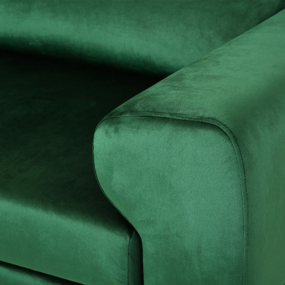 Modern Sofa  Silver Legs With Large Velvet Upholstered Seat  ampRound Arms  Green   Midcentury   Sofas   by Decorn  Houzz