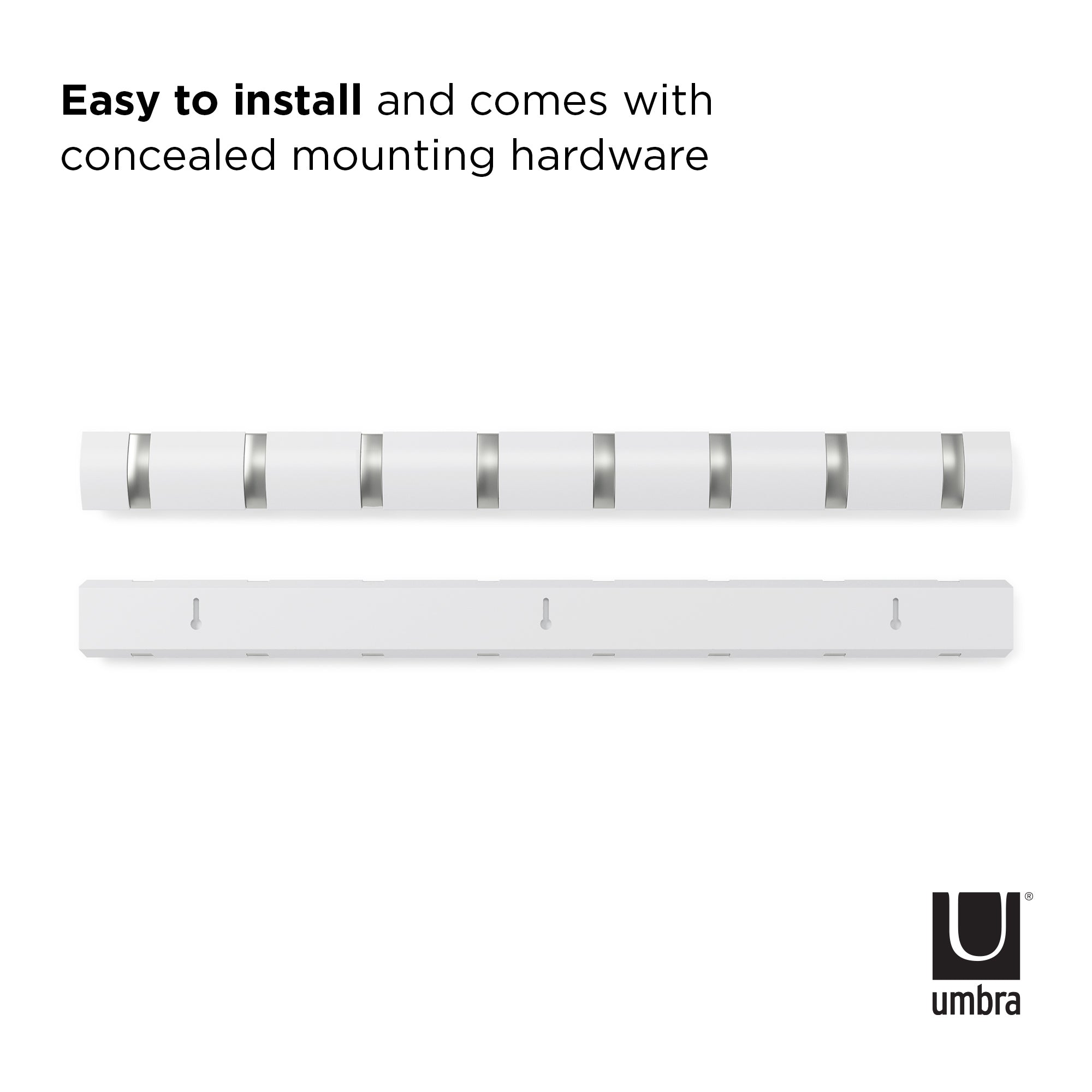 Umbra Flip 8 Hook Wall Mounted Coat Rack White