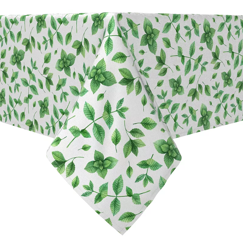 Square Tablecloth， 100% Cotton， 60x60， Mint Leaves