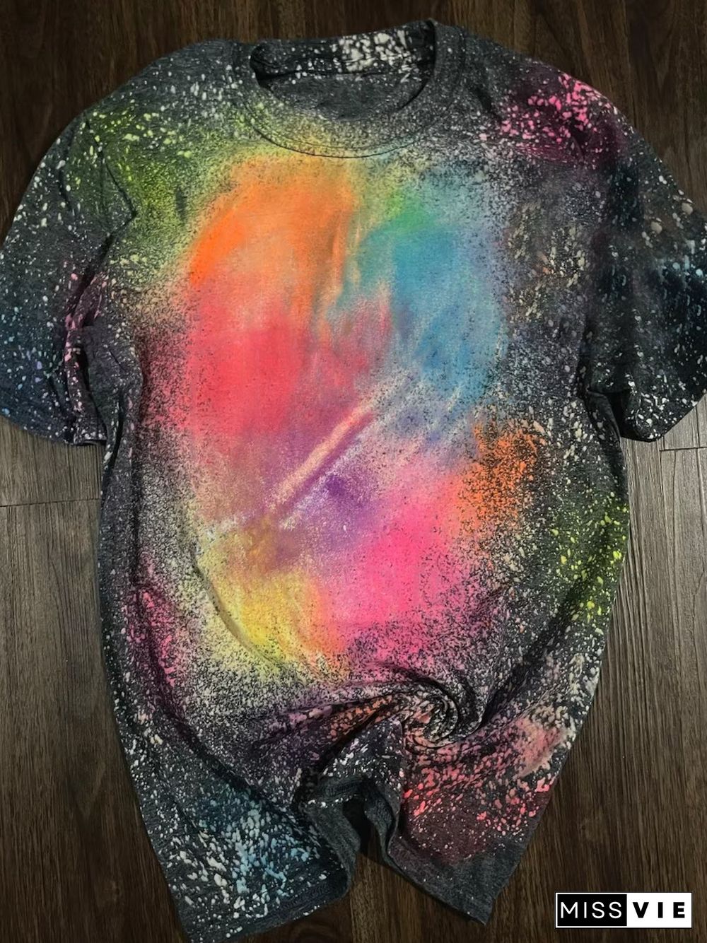 Women's Round Neck Tie Dye Casual T-Shirt