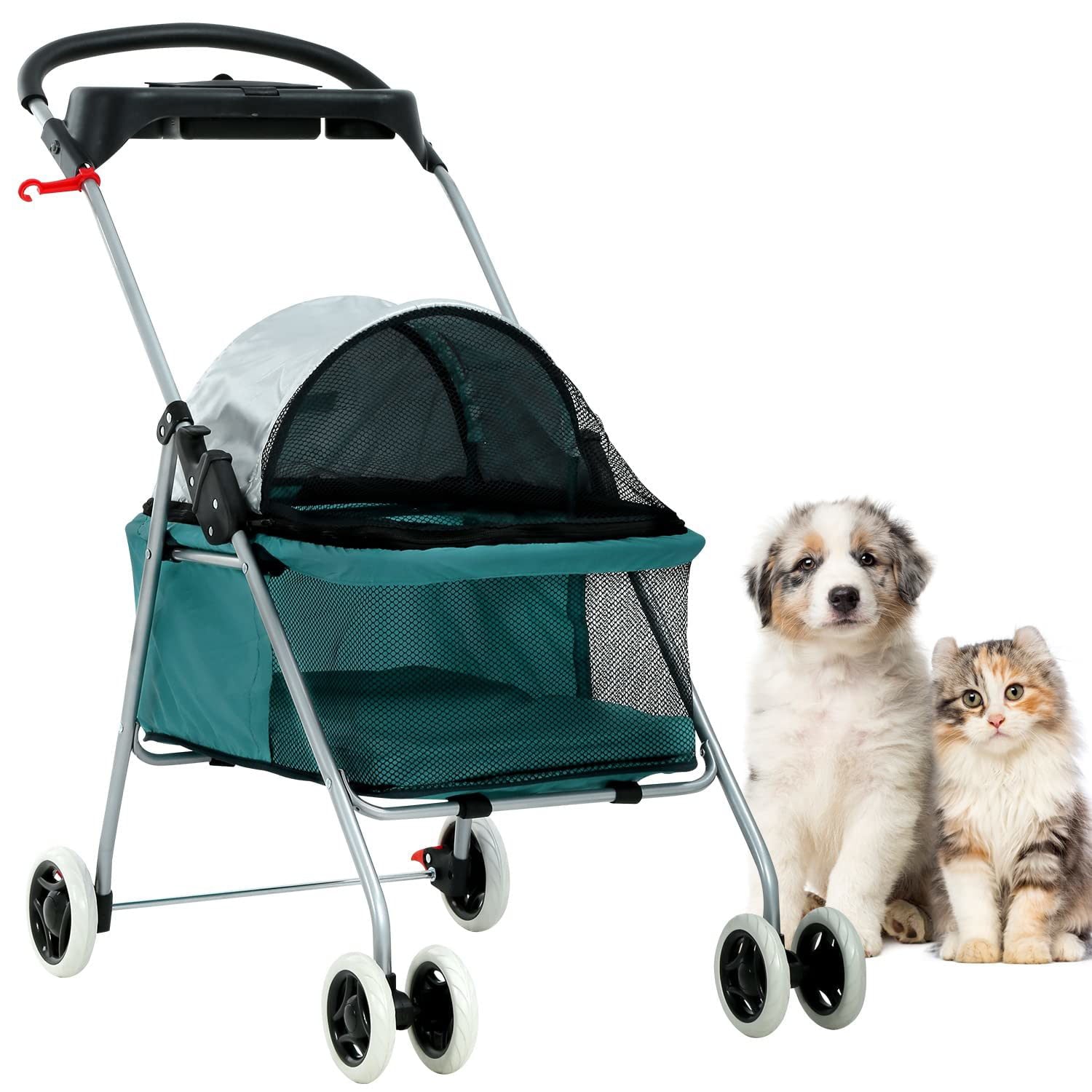 YRLLENSDAN Folding Dog Stroller， Lightweight Pet Stroller Cat Stroller Jogging Travel Carrier 4 Wheel Waterproof Puppy Stroller Animal Stroller for Medium Small Dogs