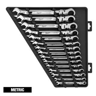 MW 38 in. Drive SAEMetric Ratchet and Socket Mechanics Tool Set with SAEMetric Flex-Head Combination Wrenches (86-Piece) 48-22-9008-48-22-9513-48-22-9413