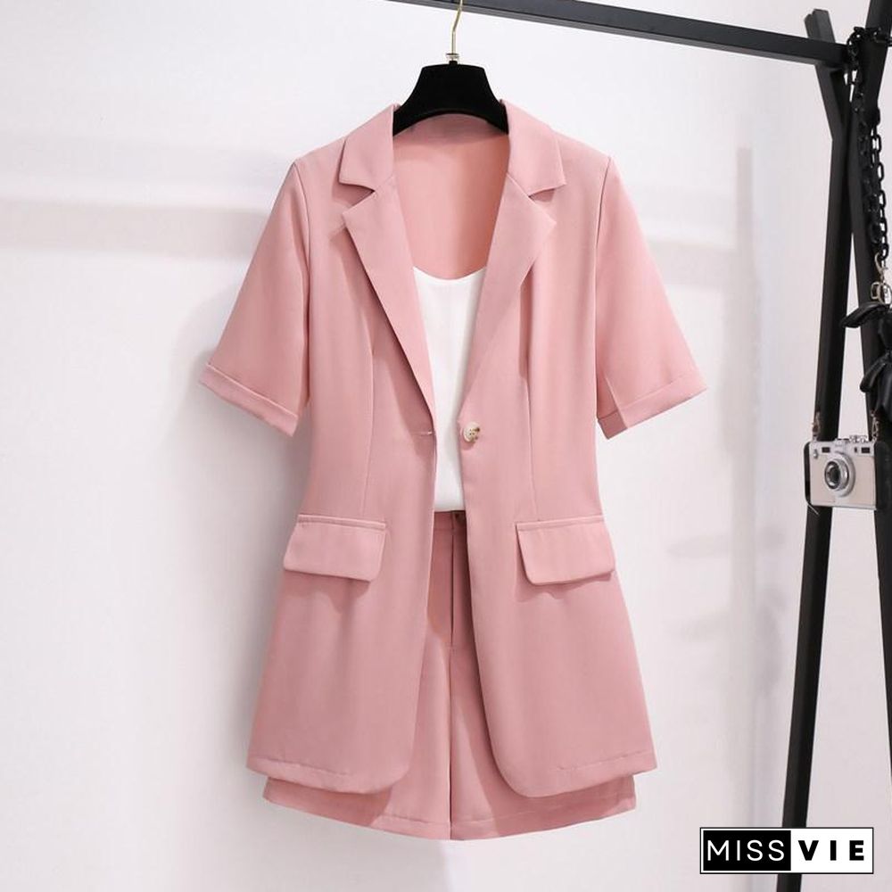 Fashion V-Collar Blazer Two-Piece Set P10002