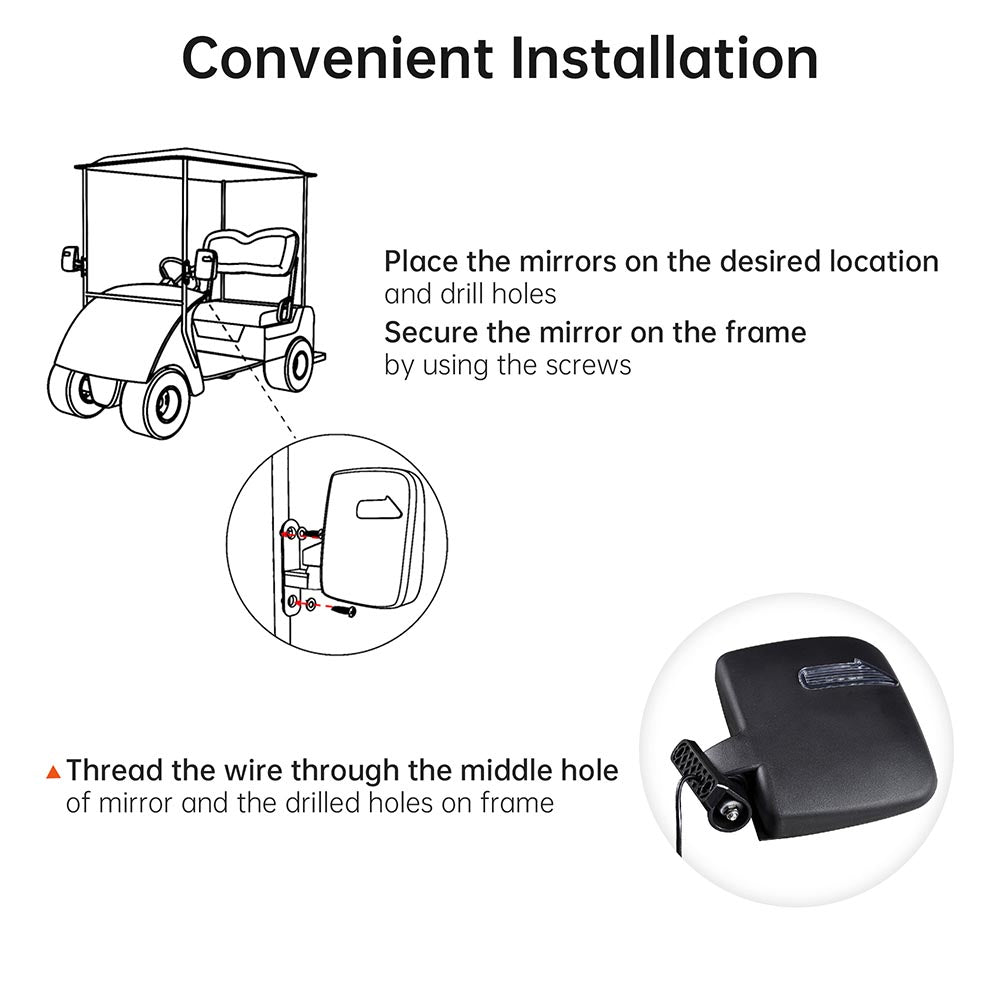 Yescom LED Turn Signal Set (2) Golf Cart Side View Mirrors