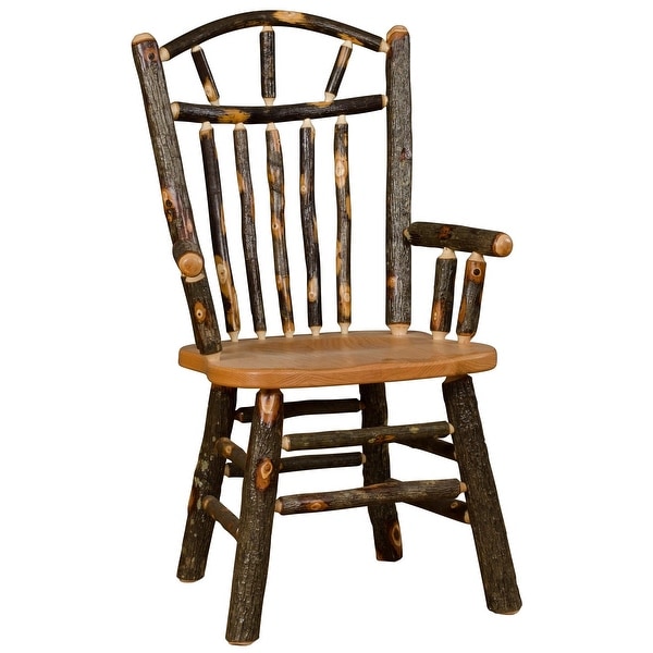 Set of 2 Hickory Log Wagon Wheel Arm Chairs