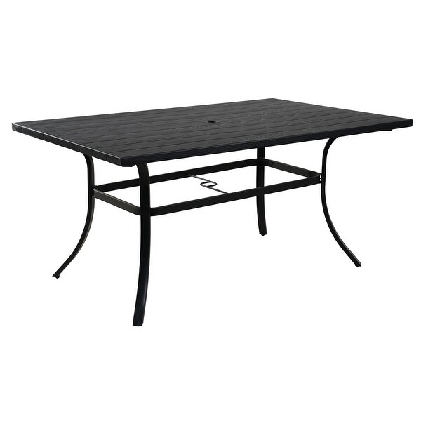 Cast Aluminum Rectangular Bistro Dining Table with Umbrella Hole