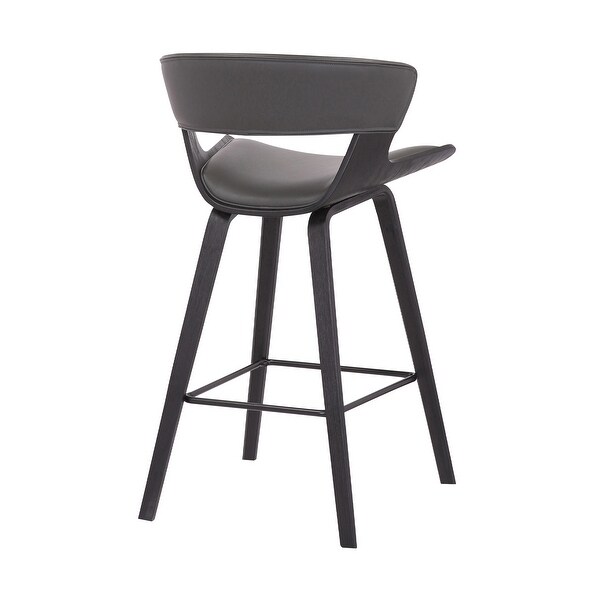 27 Inches Saddle Seat Leatherette Counter Stool， Gray