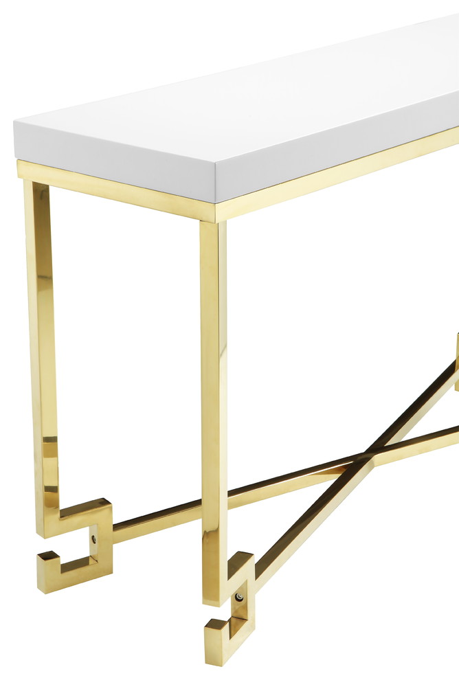 Sophia Console  White Lacquer and Gold   Contemporary   Console Tables   by Pangea Home  Houzz