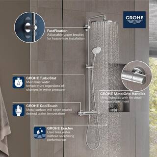 GROHE Euphoria 310 CoolTouch 3-Spray Thermostatic Shower System with Handheld Shower in StarLight Chrome 26726000