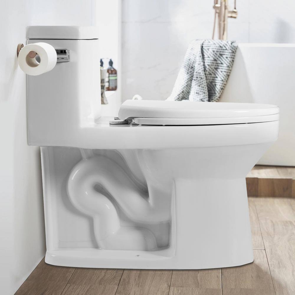 Satico 12 in. Rough-In 1-Piece Single 1.28 GPF Single Flush Elongated 1-Piece Toilet in. White (Seat Included) WHTT17T