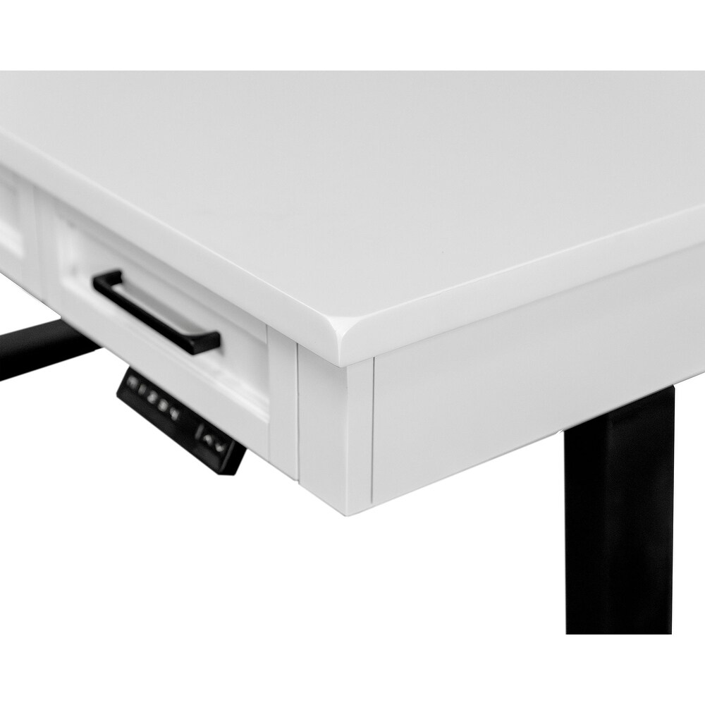 Modern Electric Sit/Stand Desk  Height Adustable Table  Wood Adjustable Office Desk  White