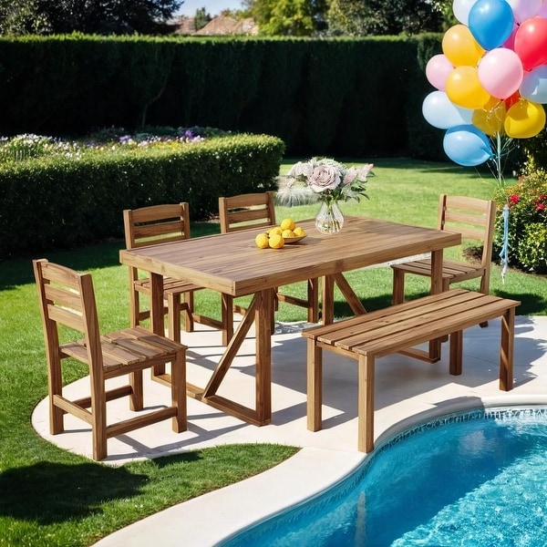 Multiscene Application Highquality Acacia Wood Outdoor Table and Chair Set，Suitable for Patio，Balcony，Backyard，Natural