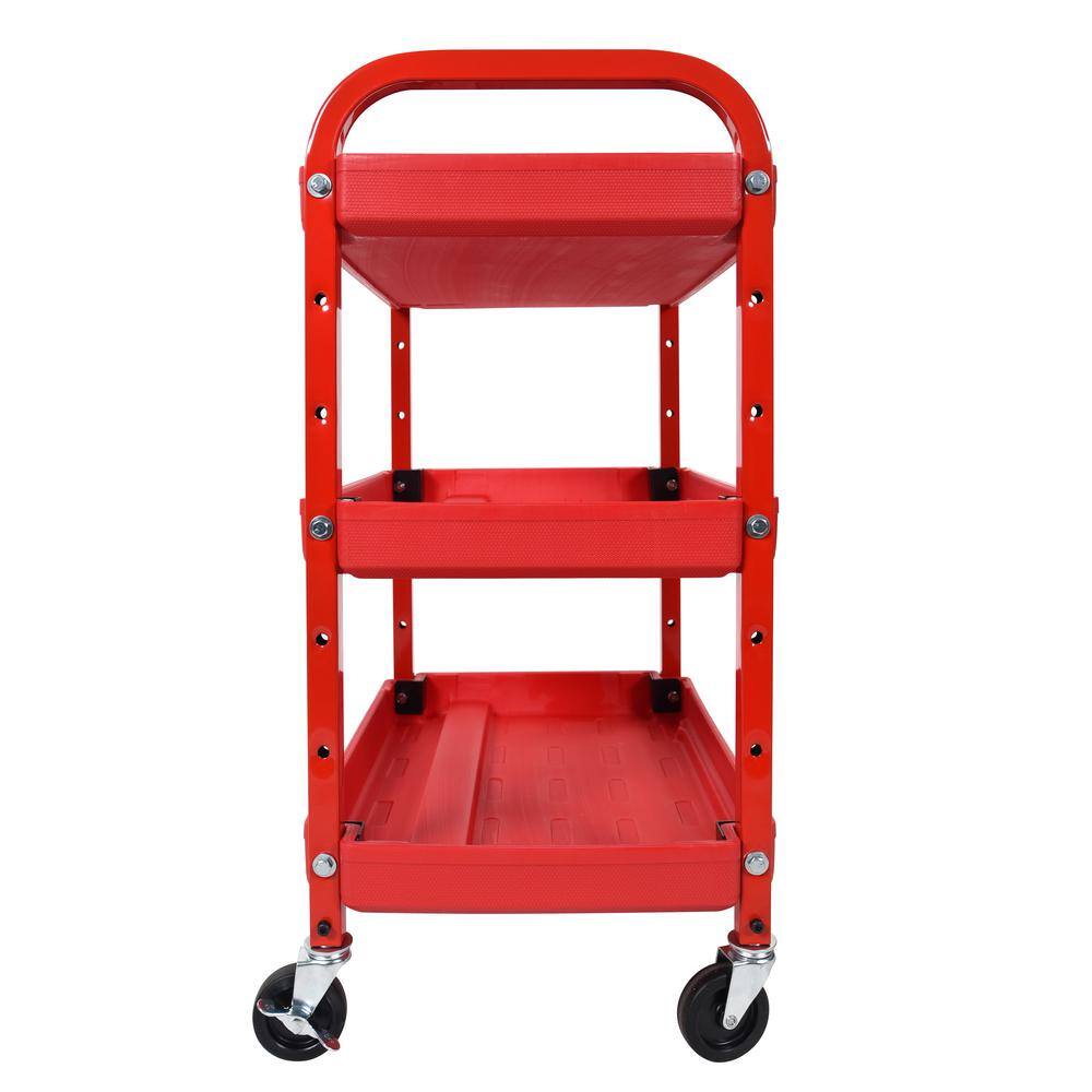 Luxor 22 in. 3 Shelf Adjustable Utility Cart in Red ATC332