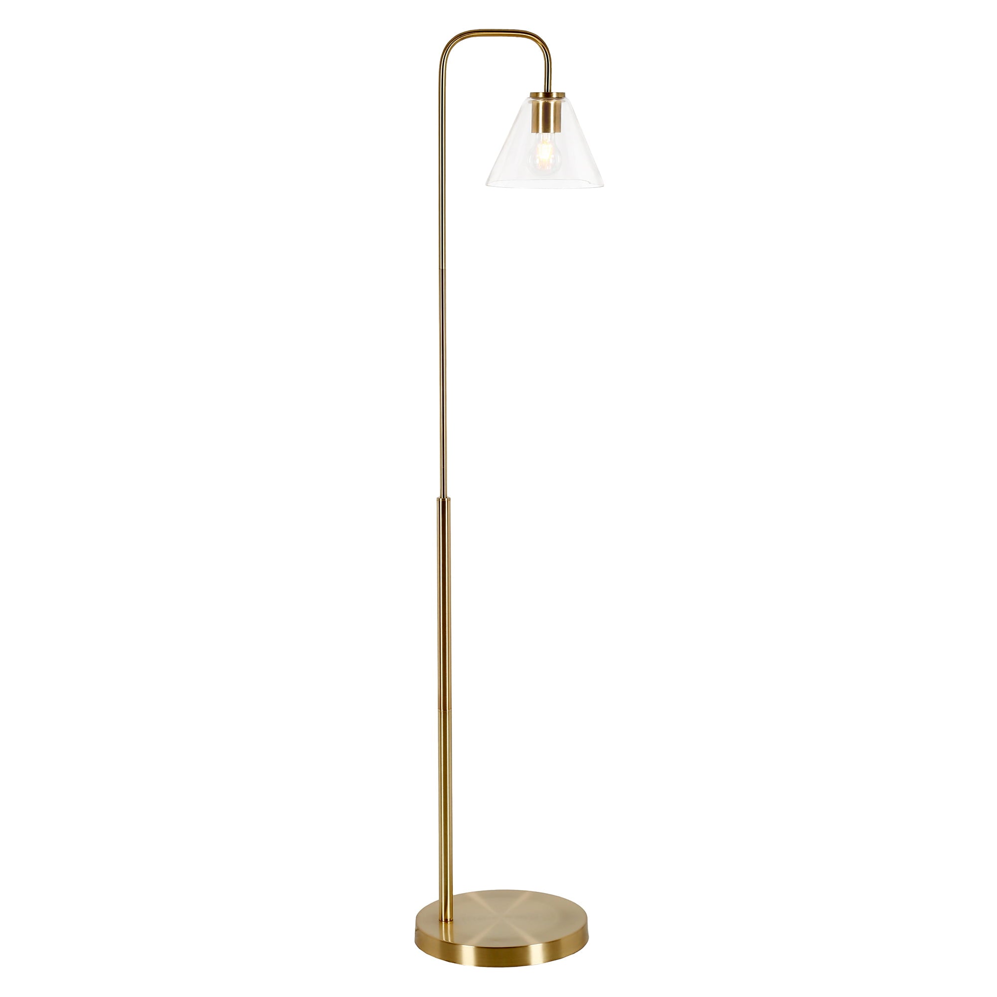 Evelyn&Zoe Modern 62 in 1-Light Adjustable Height Floor Lamp, Gold