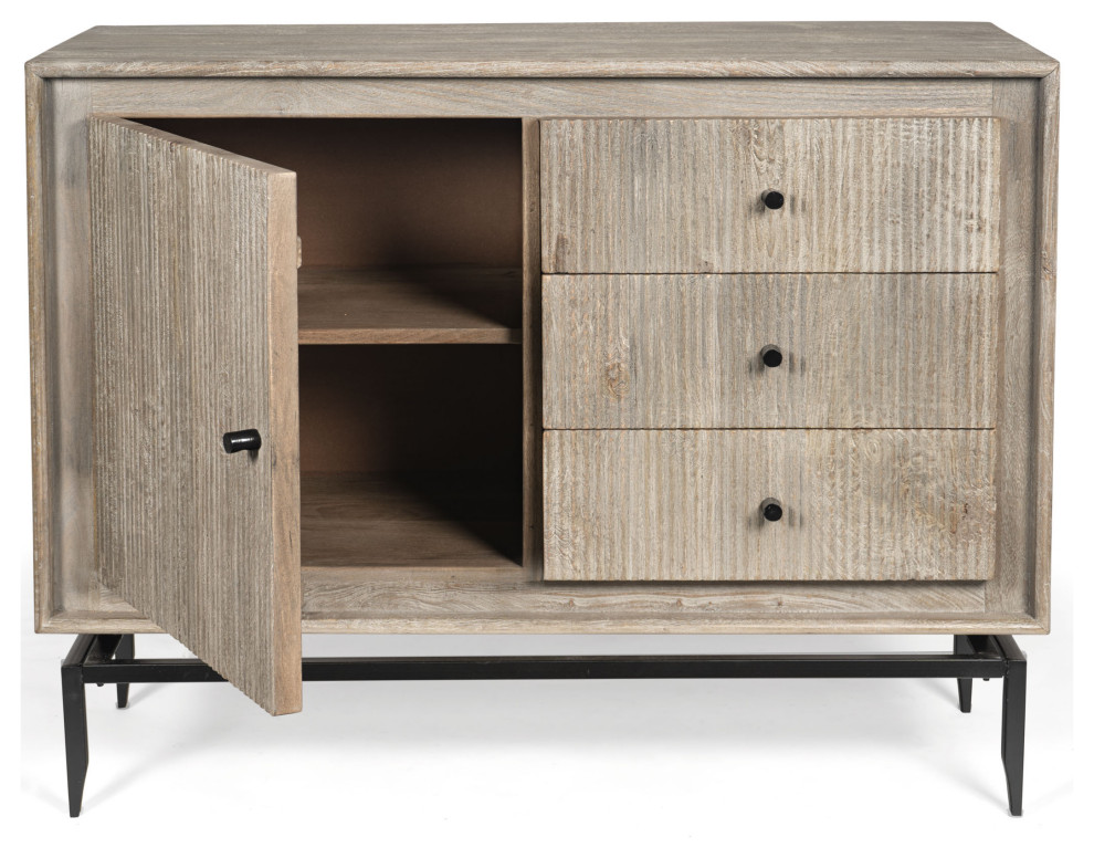 Camilo 3 Drawer Wood Accent Cabinet   Industrial   Accent Chests And Cabinets   by Gild  Houzz