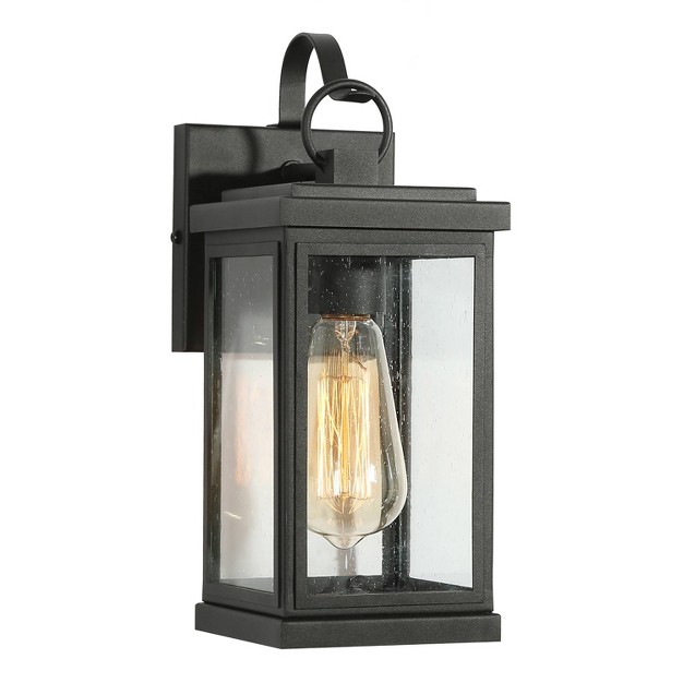 Metal seeded Glass Square Outdoor Wall Light Matte Black Lnc