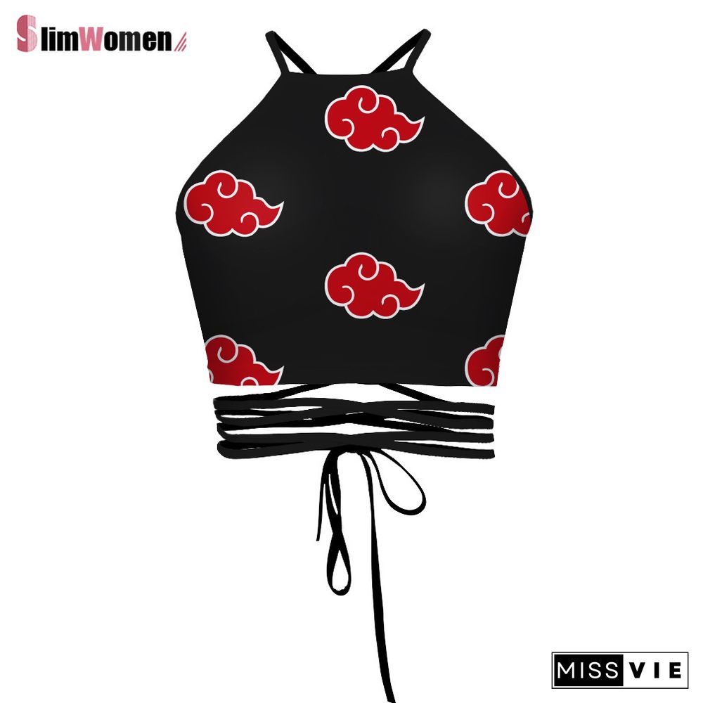 Ladies Lace Up Camisole Corset Top Skull Moon Butterfly Print Vest Anime Summer Costume Crop Top Bandage Gothic Y2K Tank Tops