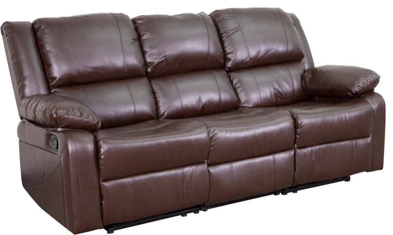 Harmony Series Brown LeatherSoft Sofa  Two Built  In Recliners   Contemporary   Sofas   by First of a Kind USA Inc  Houzz