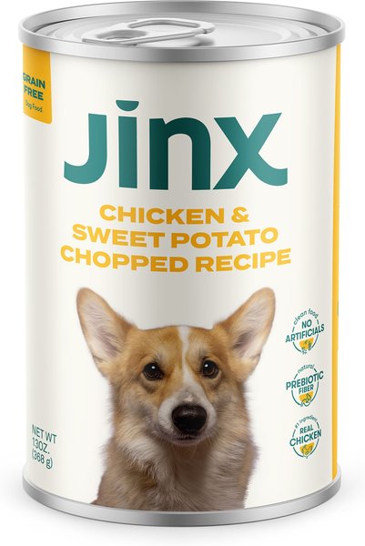 Jinx Chicken and Sweet Potato Chopped Recipe Grain-Free Wet Dog Food， 13-oz can， case of 12