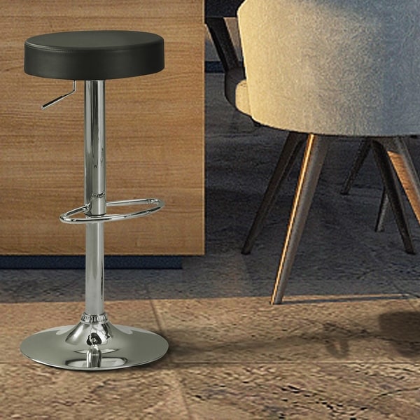 Stylish and Elegant Backless Adjustable Bar Stool， Black