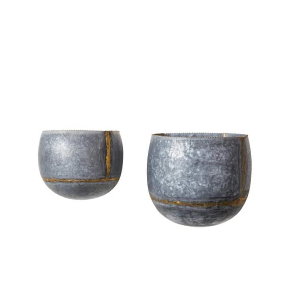 Storied Home Metal Wall Planter in Silver and Gold (Set Of 2) DA8638