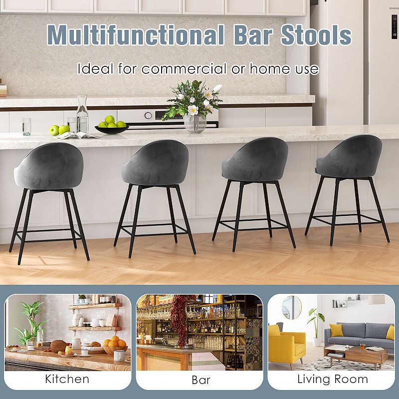 360-degree Swivel Bar Stools Set Of 2-gray