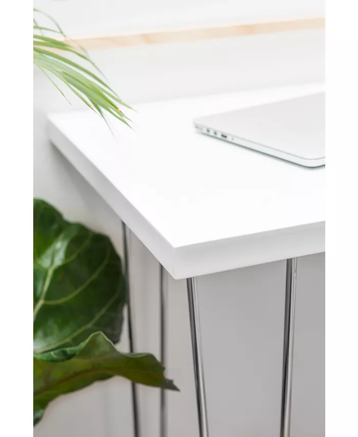 Walker Edison 42 Hairpin Leg Wood Writing Desk - White