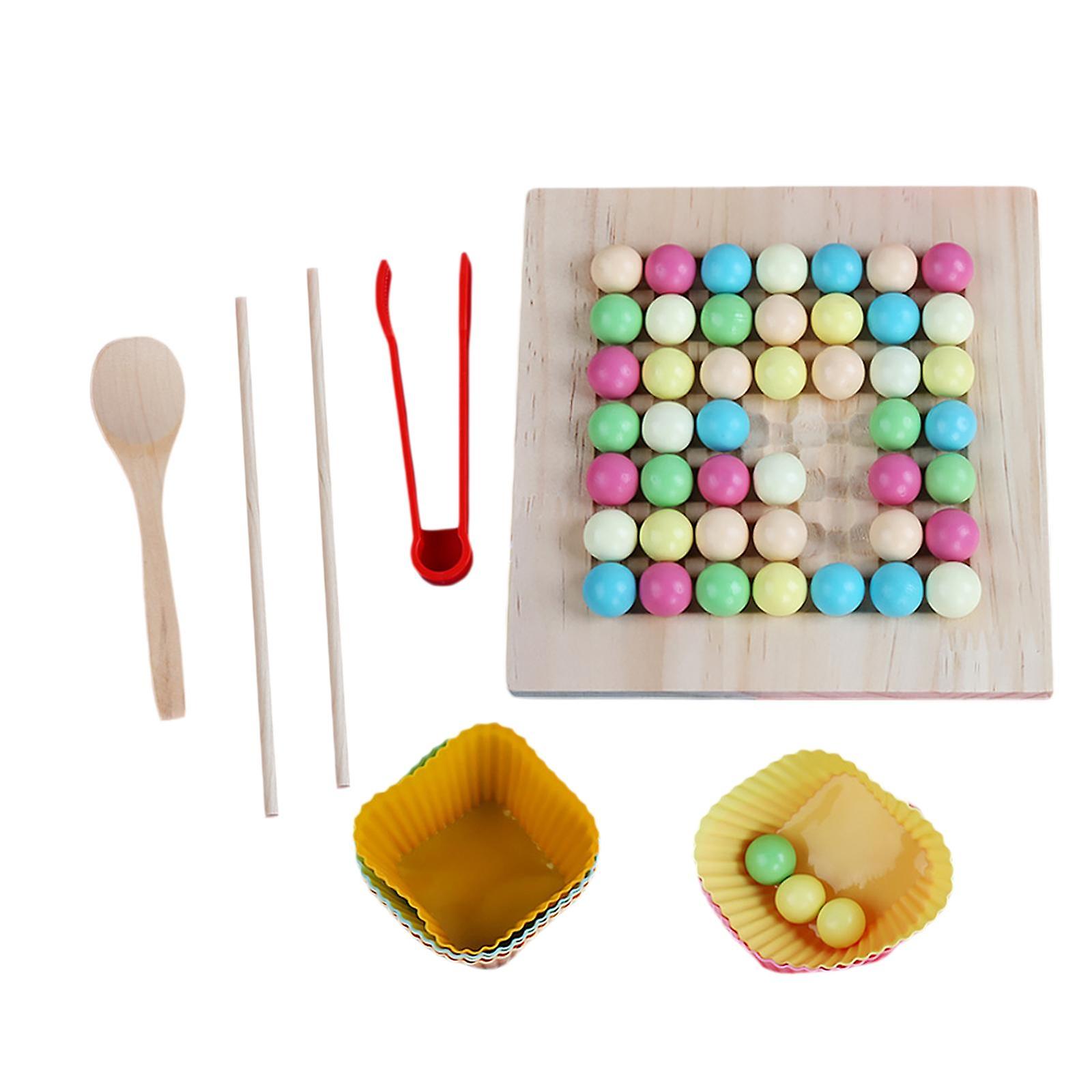 Wooden Board Bead Game Wooden Rainbow Beads For Sorting Interaction Teaching Style B