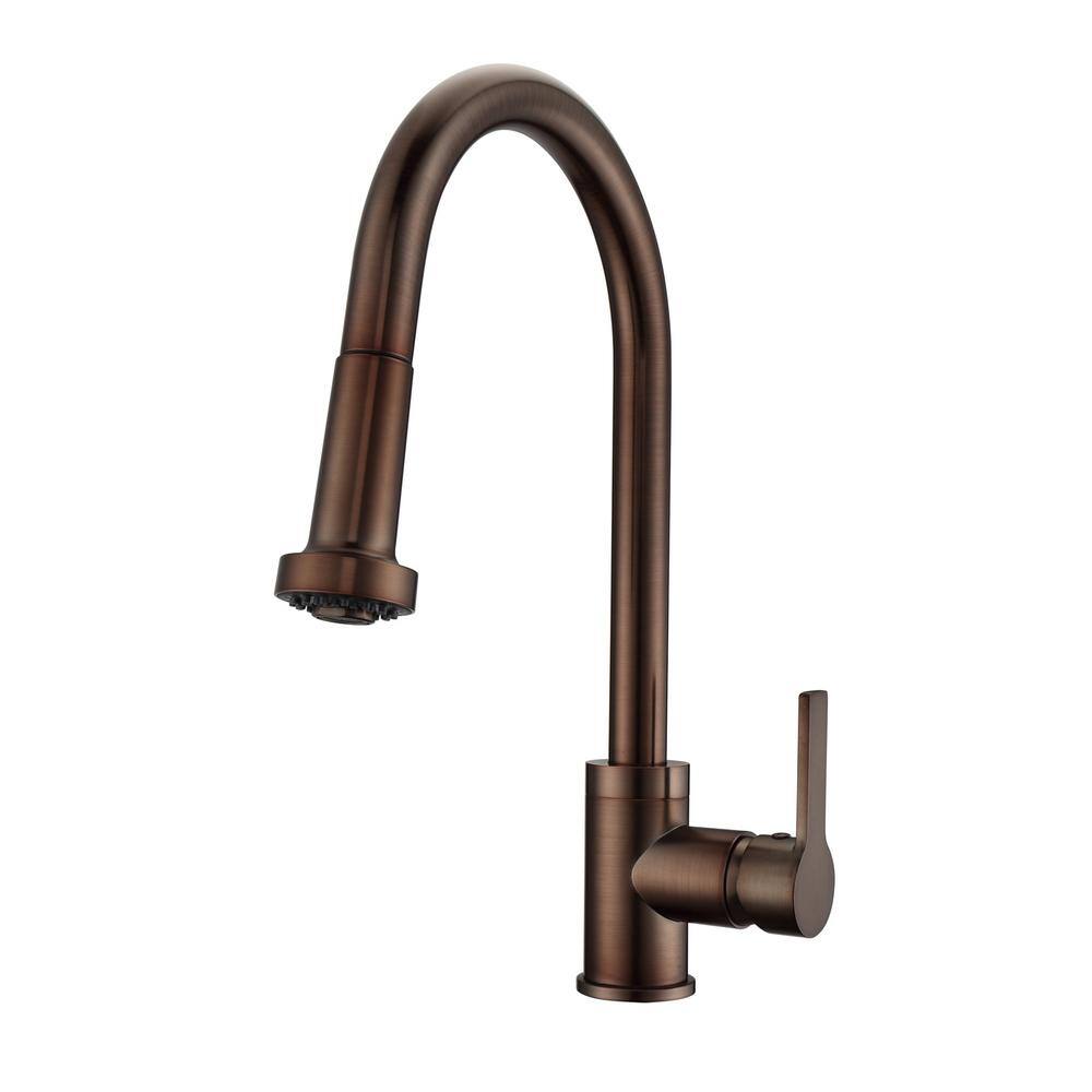 Barclay Products Fairchild Single Handle Deck Mount Gooseneck Pull Down Spray Kitchen Faucet with Lever Handle 2 in Oil Rubbed Bronze KFS412-L2-ORB