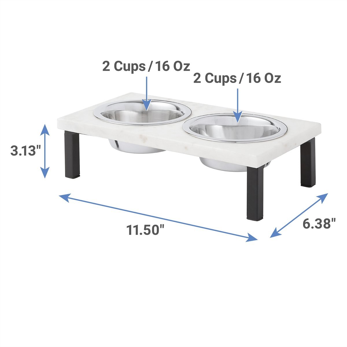 Frisco Marble Elevated Stainless Steel Double Diner Dog and Cat Bowls