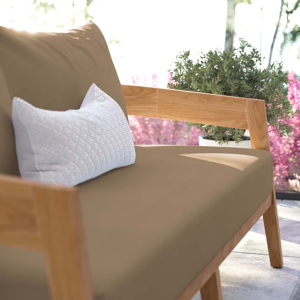 Brisbane Teak Wood Outdoor Patio Loveseat   Transitional   Outdoor Loveseats   by Modway  Houzz