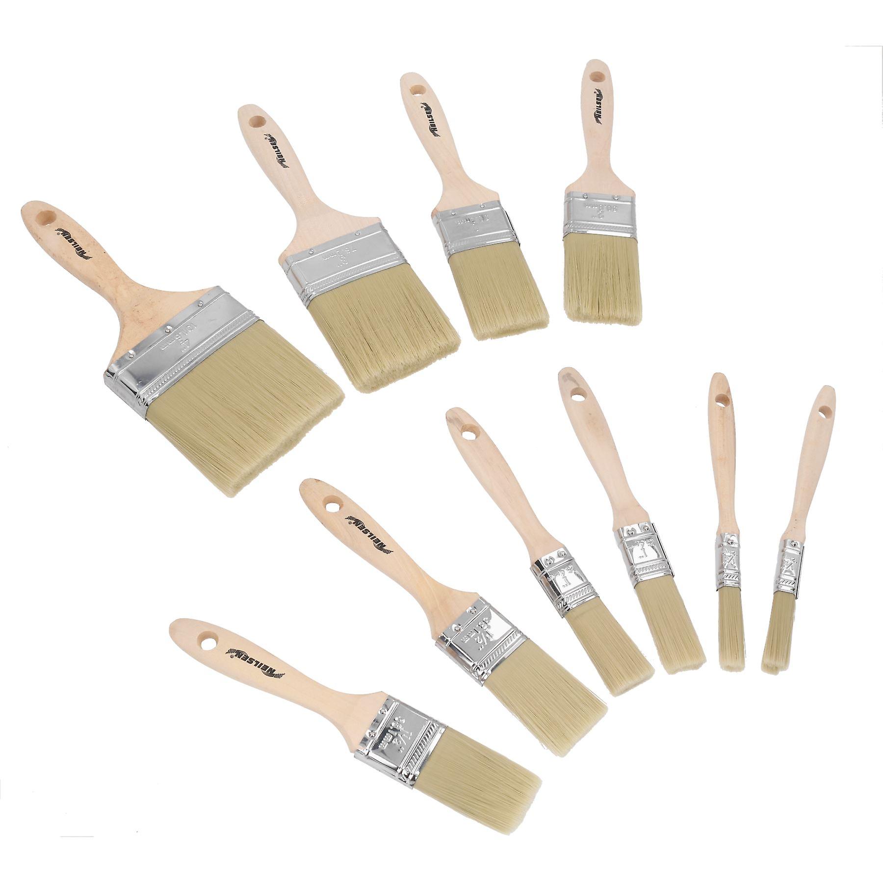 10pc Painting Paint Brush Set For Painting + Decorating 13mm – 100mm Brushes