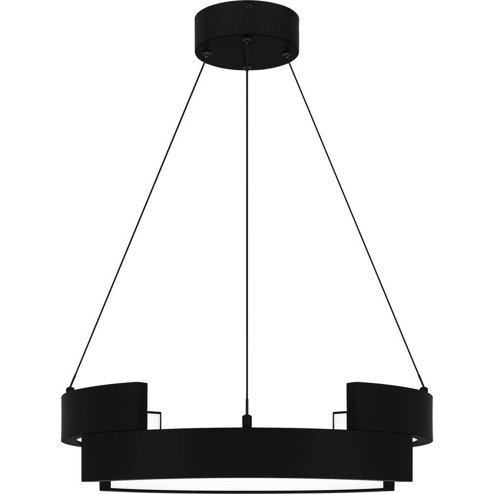 Hampton Bay Mcintosh 33-Watt Integrated LED Matte Black Pendant HD6411B