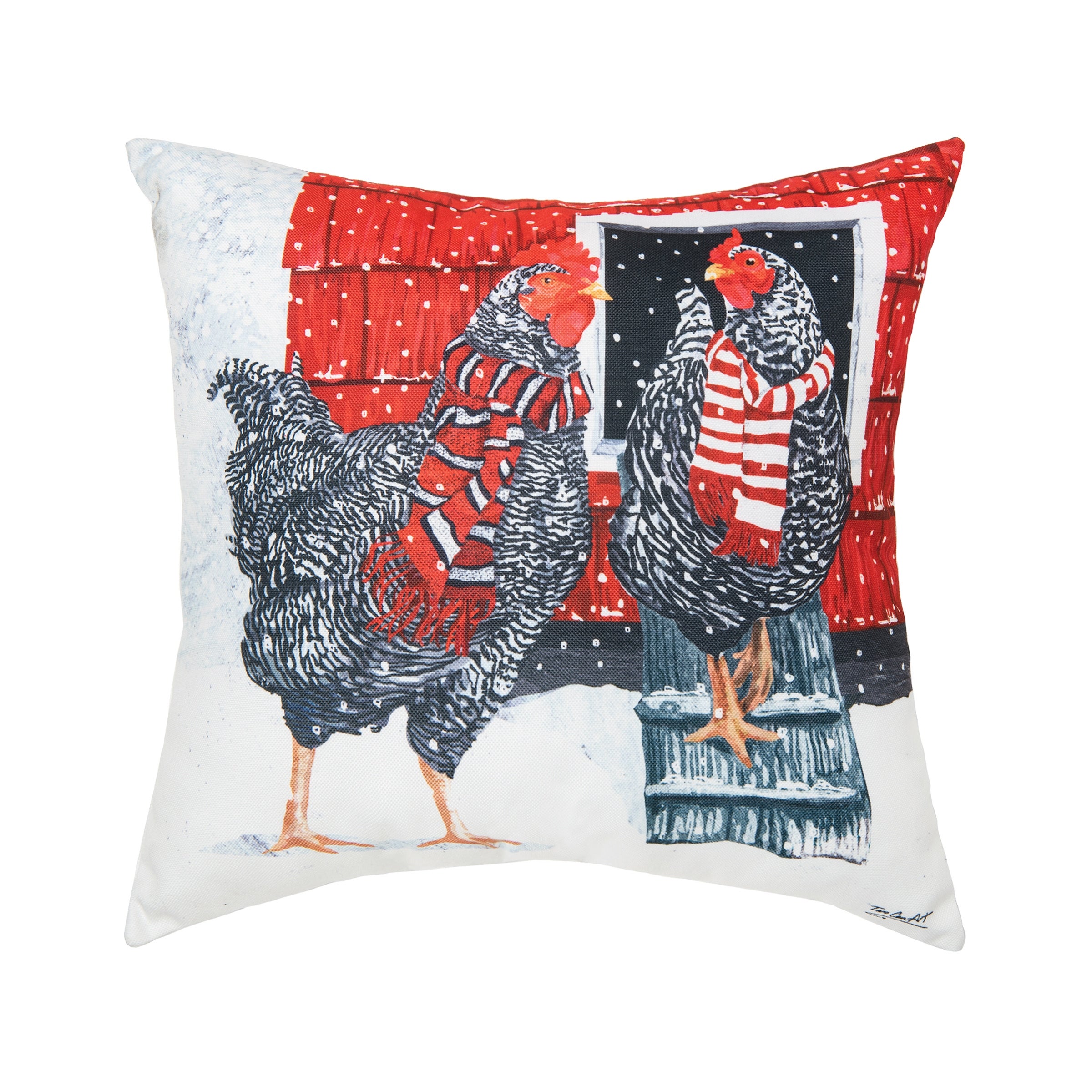 Winter Chicken Indoor and Outdoor Throw Pillow