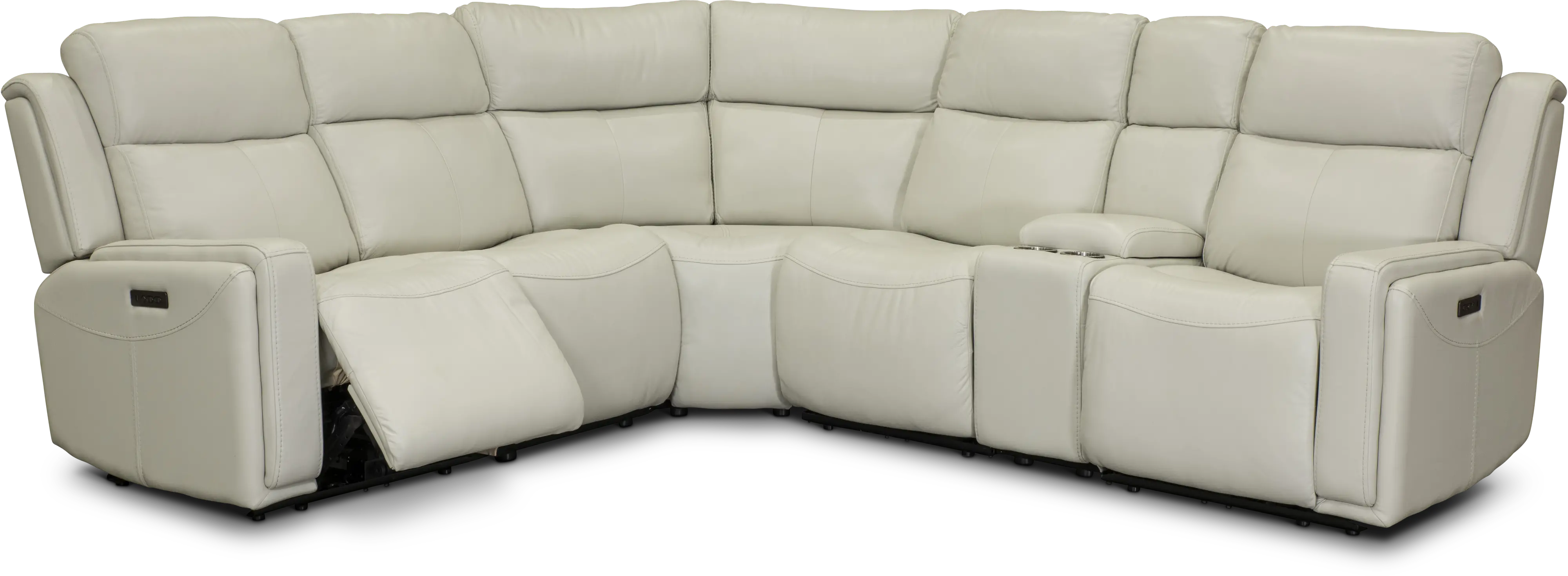 Stratus Ice White Leather-Match Power Reclining Sectional