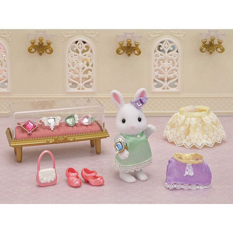 Calico Critters Fashion Playset Jewels and Gems Collection with Snow Rabbit Figure and Fashion Accessories