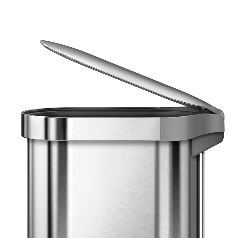 simplehuman 45 Liter / 12 Gallon Slim Hands-Free Kitchen Step Trash Can with Liner Rim， Brushed Stainless Steel