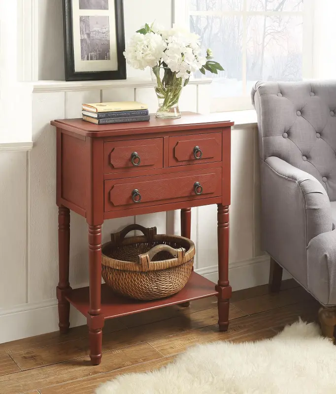 Red 3 Drawer Living Room Chest - Simplicity