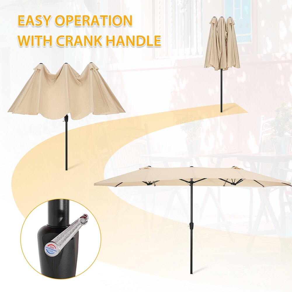 15x9ft Large Double Sided Rectangular Outdoor Twin Patio Market Umbrella