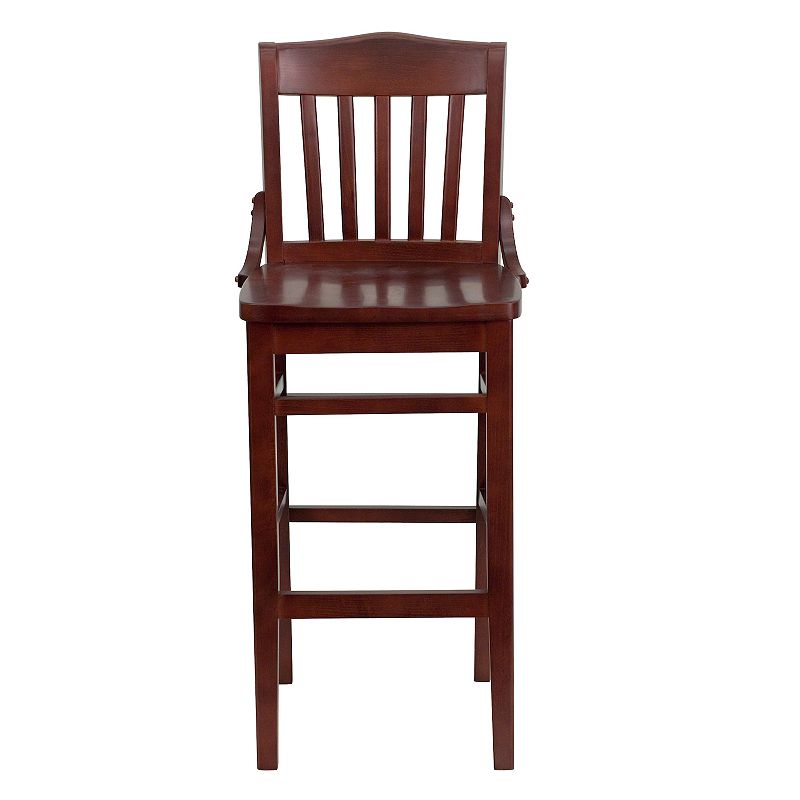 Emma and Oliver School House Back Mahogany Wood Barstool