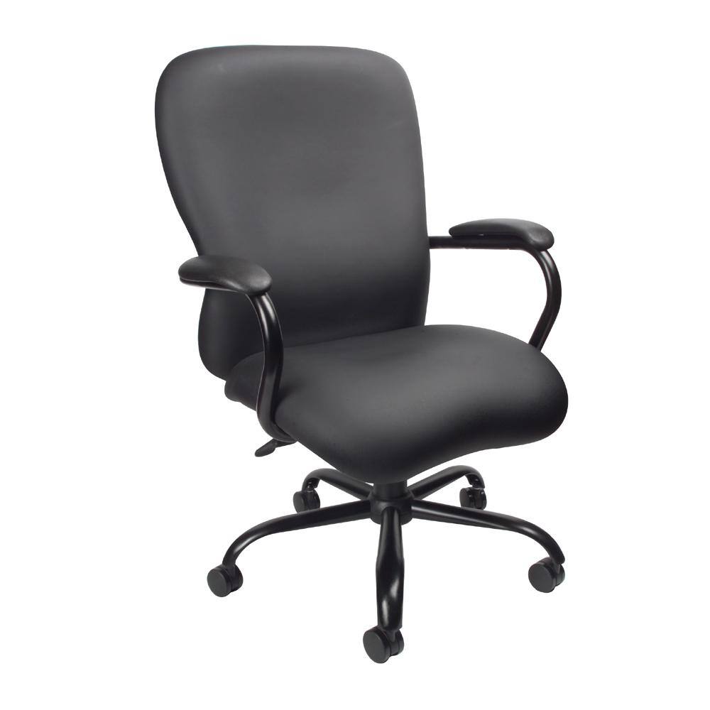 BOSS Office Products Black Vinyl Big and Tall Desk Chair Heavy Duty Black Steel Constuction 400 LB Capacity B990-CP