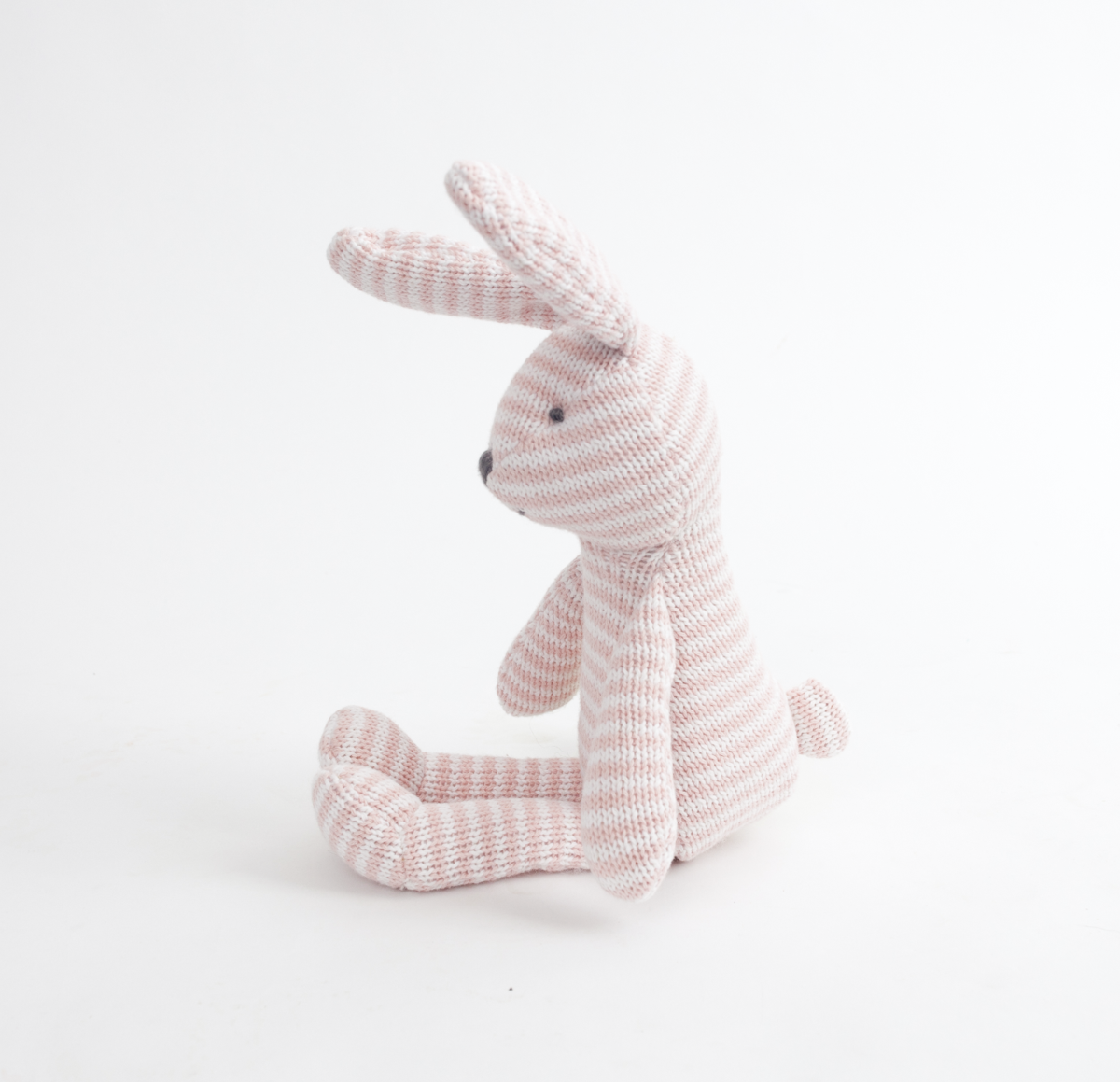 Pink Striped Bunny Knit Plush Toy by Mon Ami