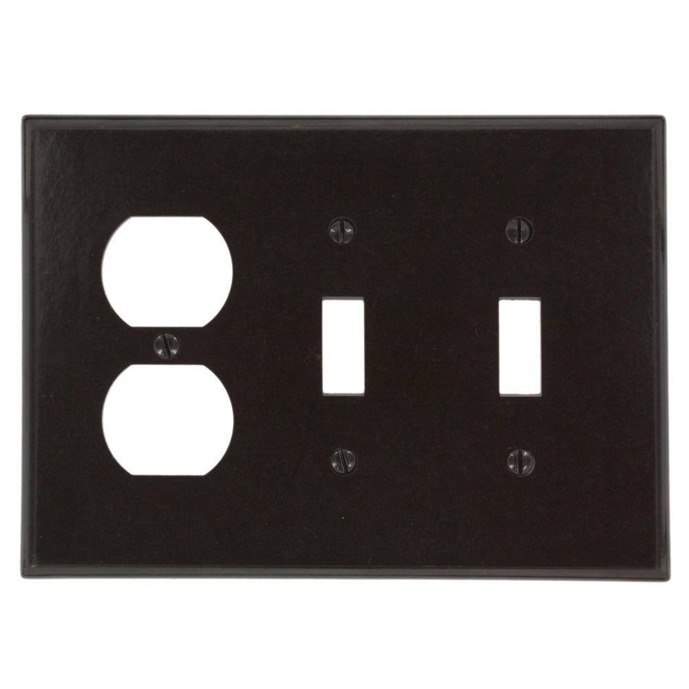 Leviton Brown 3-Gang 2-Toggle1-Duplex Wall Plate (1-Pack) 80521