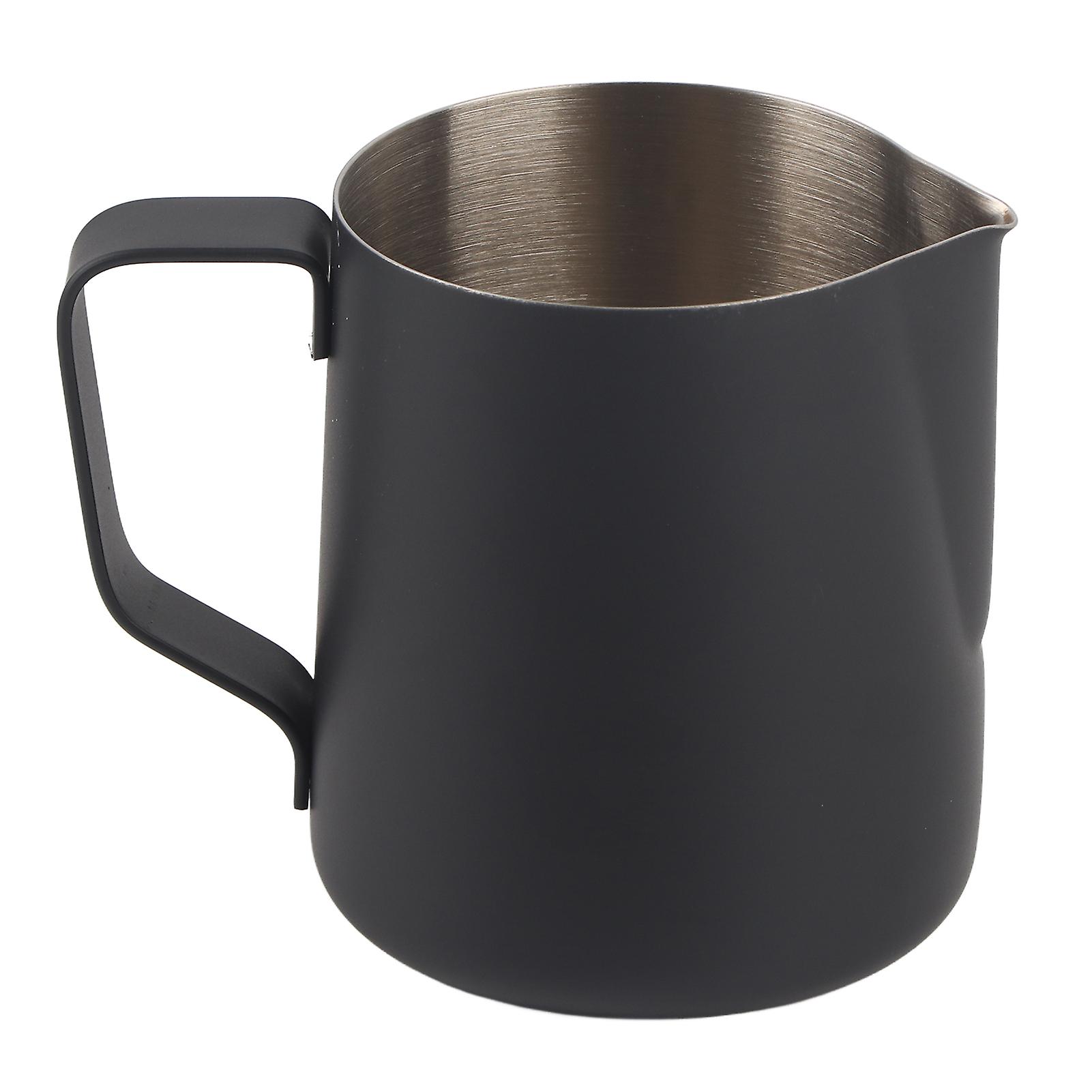 Pointed Mouth Coffee Frothing Pitcher With Inner Scale 304 Stainless Steel Tpfe Black Mug For Home350ml