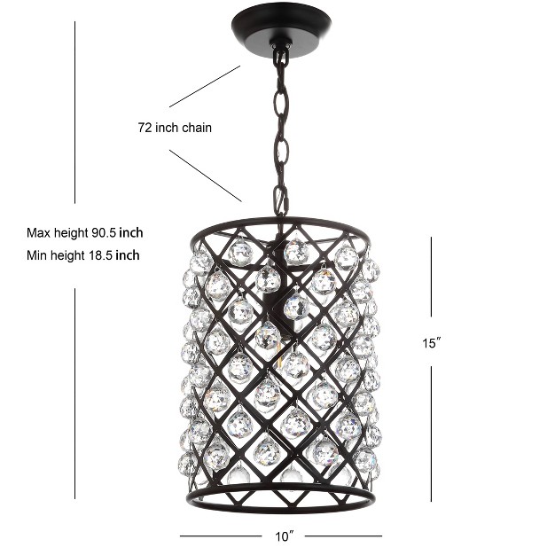 Crystal metal Gabrielle Pendant includes Energy Efficient Light Bulb Black Jonathan Y