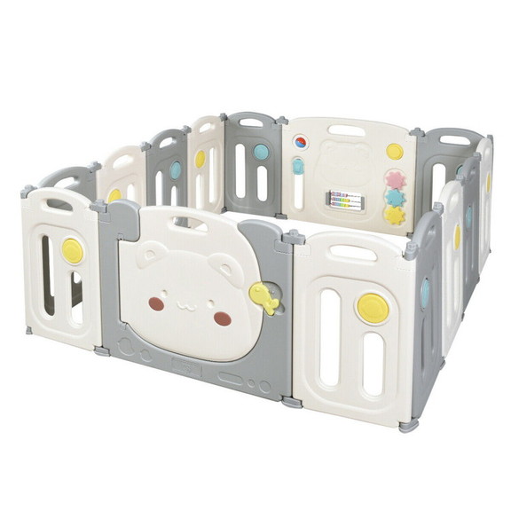 Costway 74962081 14 Panel Foldable Baby Playpen Sa...